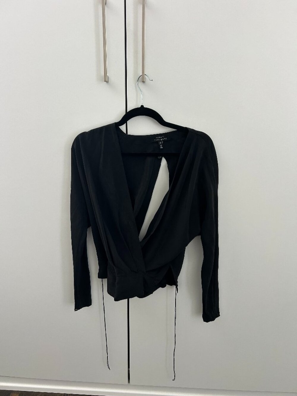 Robert Rodriguez Black Silk Wrap Blouse Women's S